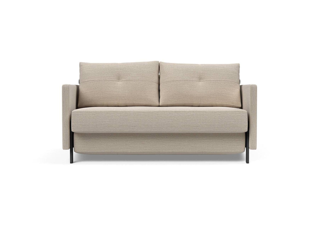 Divano letto Cubed Arm con braccioli convertibile salvaspazio 140 cm - 612 Blida Sand Grey