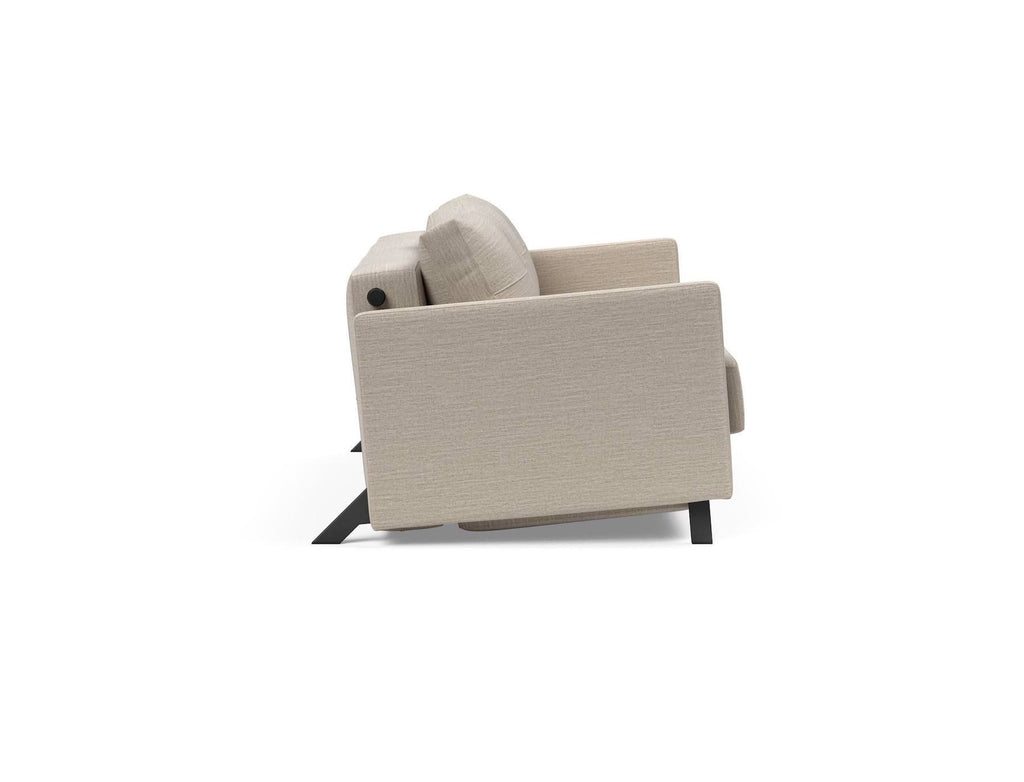 Divano letto Cubed Arm con braccioli convertibile salvaspazio 140 cm - 612 Blida Sand Grey