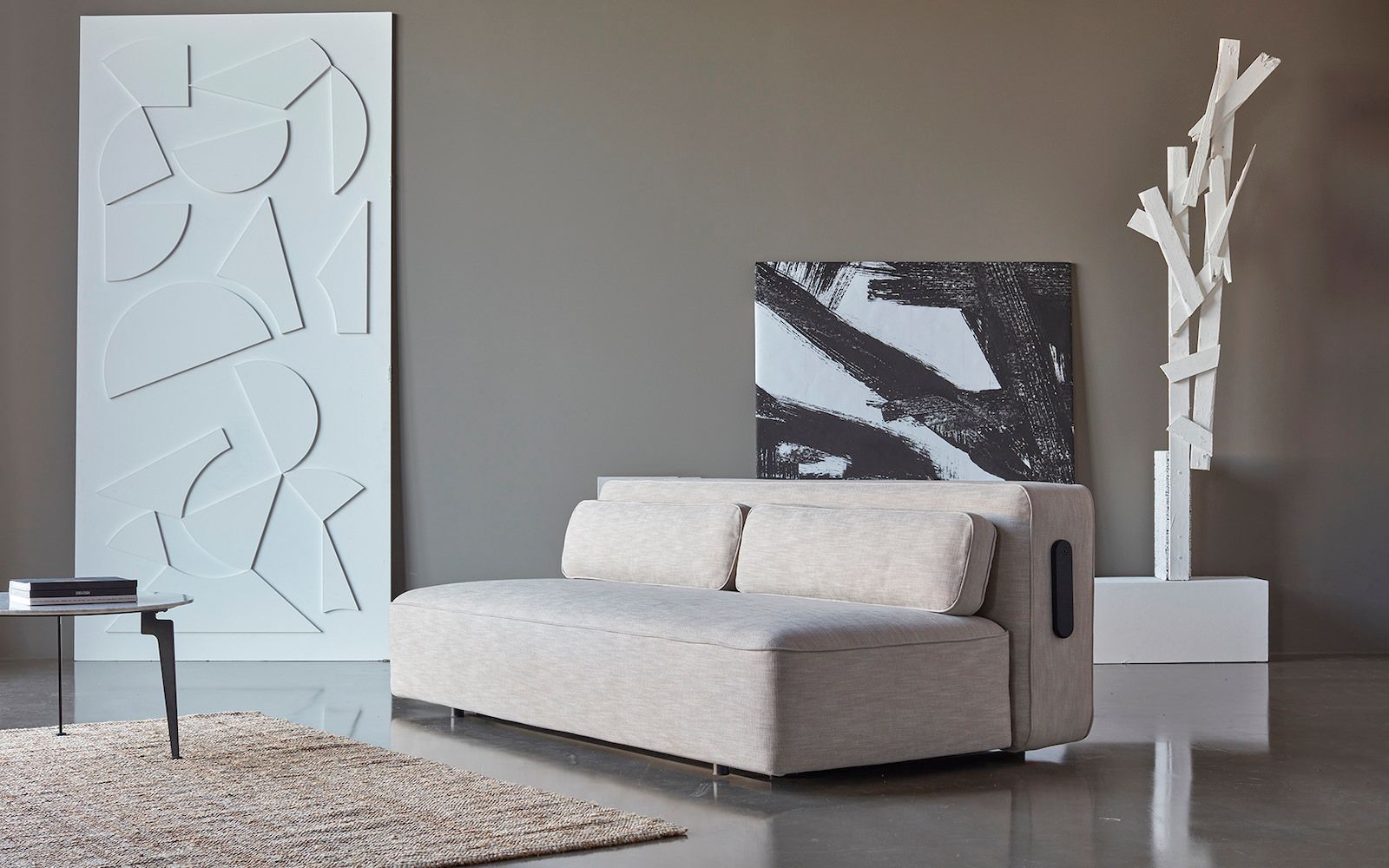 Divano letto matrimoniale sfoderabile Yonata - 586 Phobos Latte