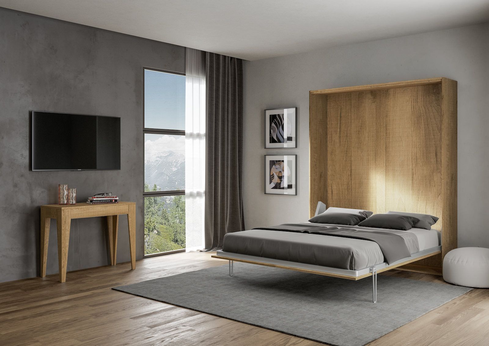 Letto matrimoniale a scomparsa design moderno Lexton