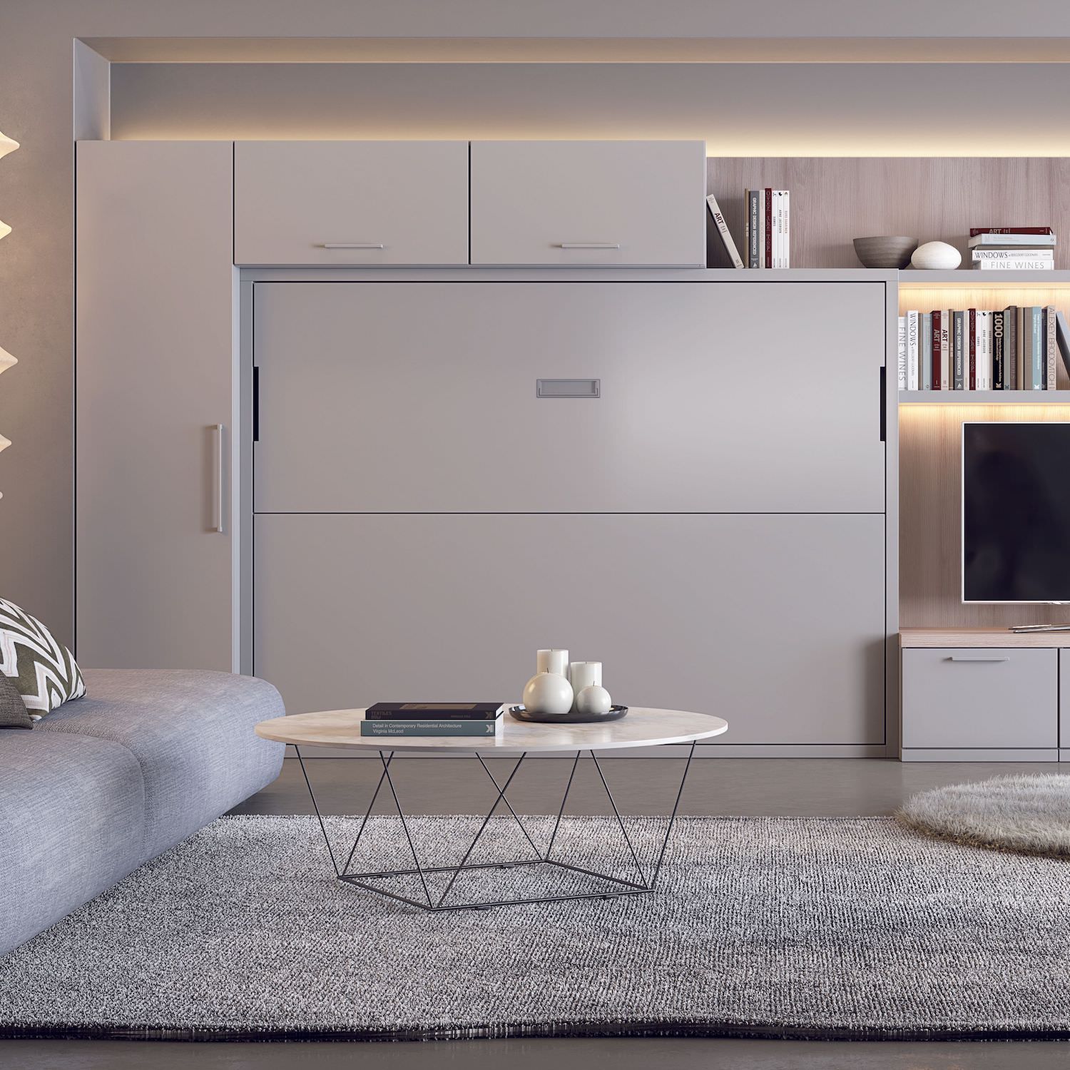 Letto a scomparsa orizzontale francese o matrimoniale Traverso