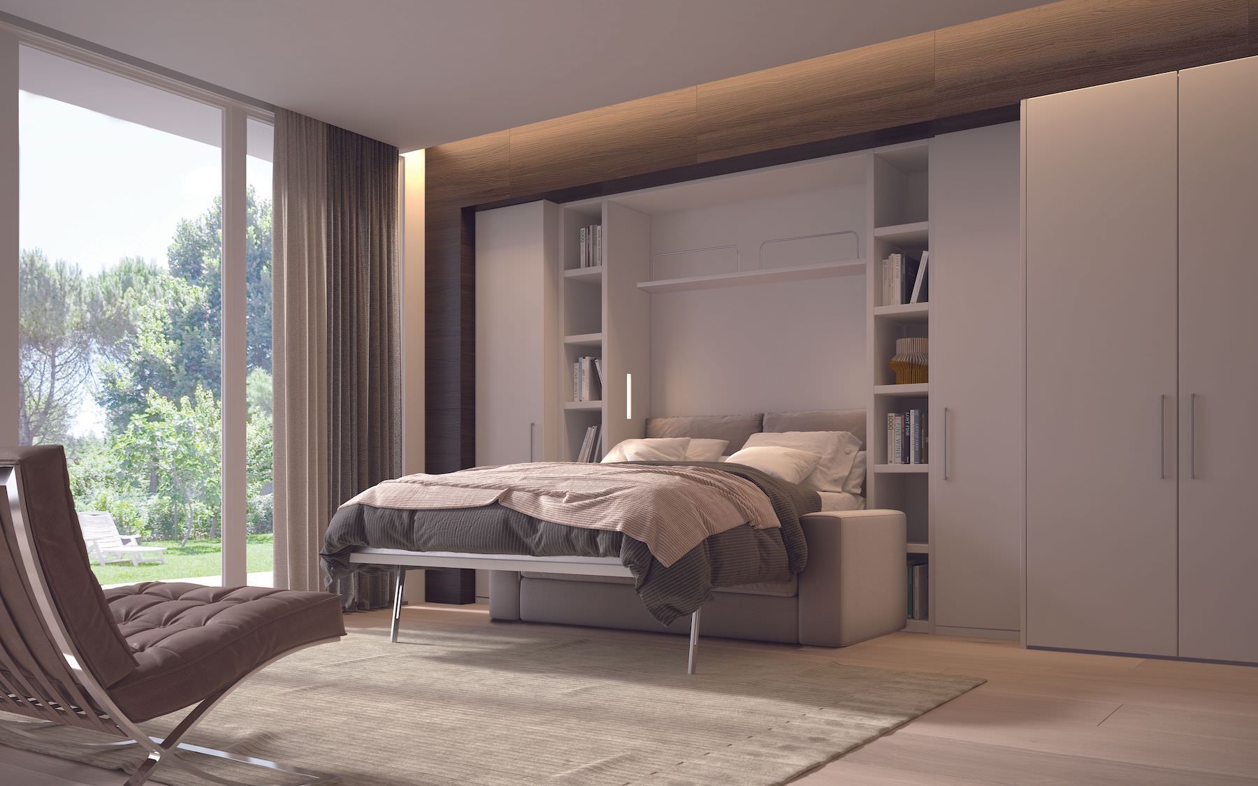 Letto a scomparsa con divano Cubo