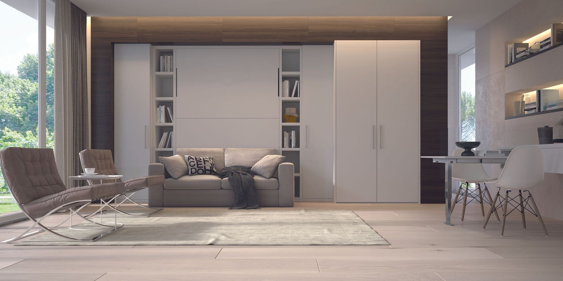 Letto a scomparsa con divano Cubo