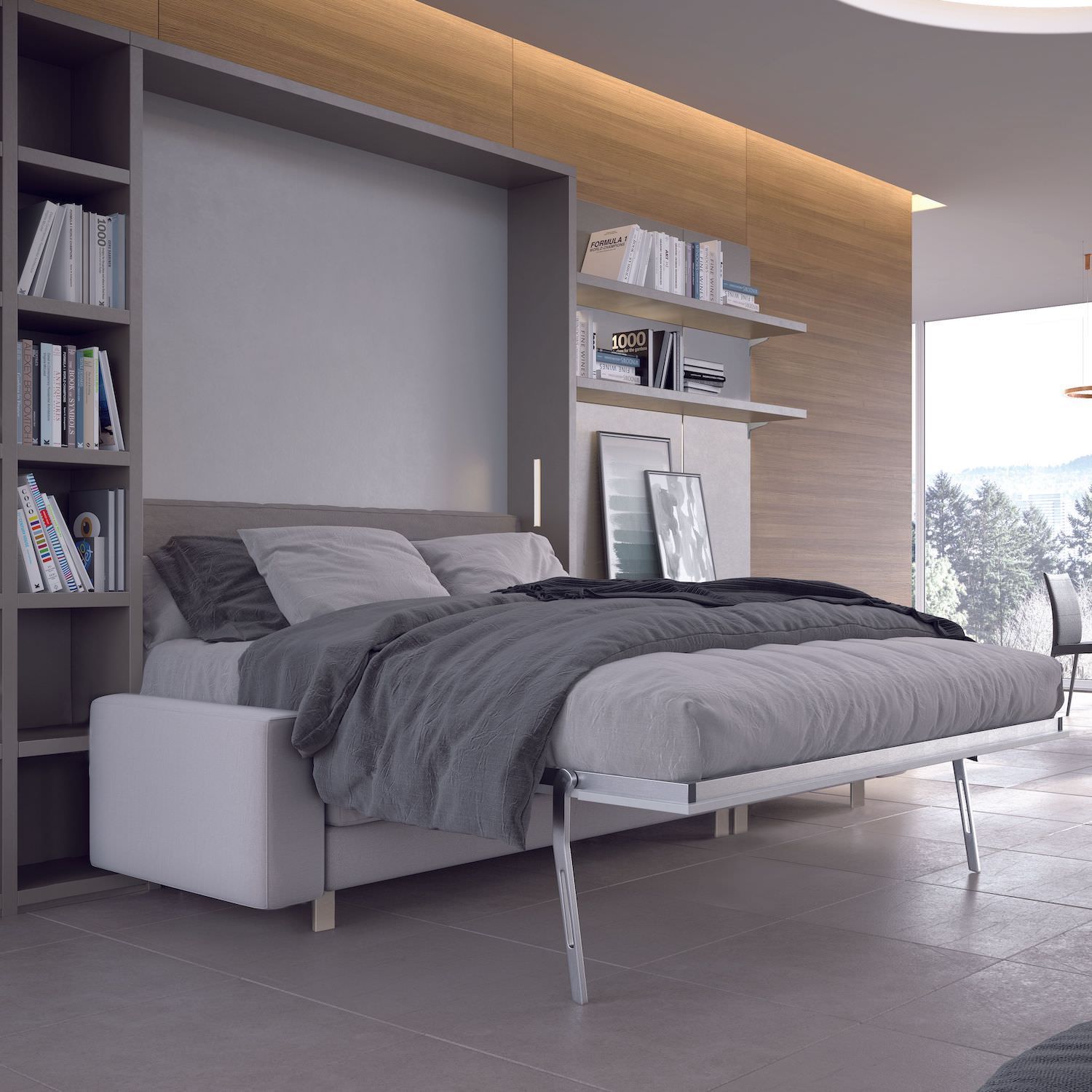 Letto a scomparsa con divano francese o matrimoniale Living