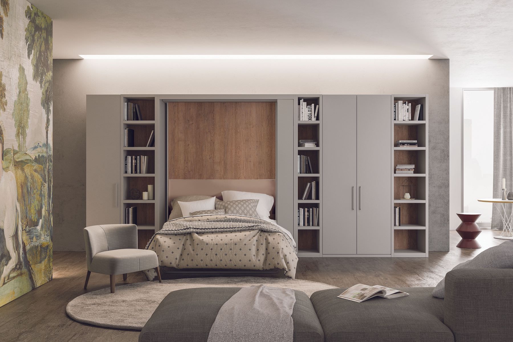 Letto matrimoniale a scomparsa girevole per soggiorno Doppio