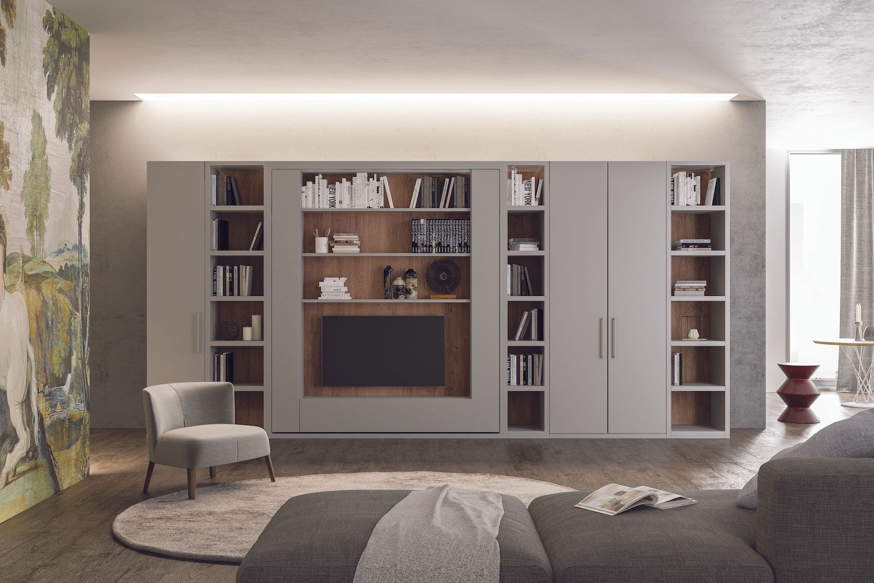 Letto matrimoniale a scomparsa girevole per soggiorno Doppio