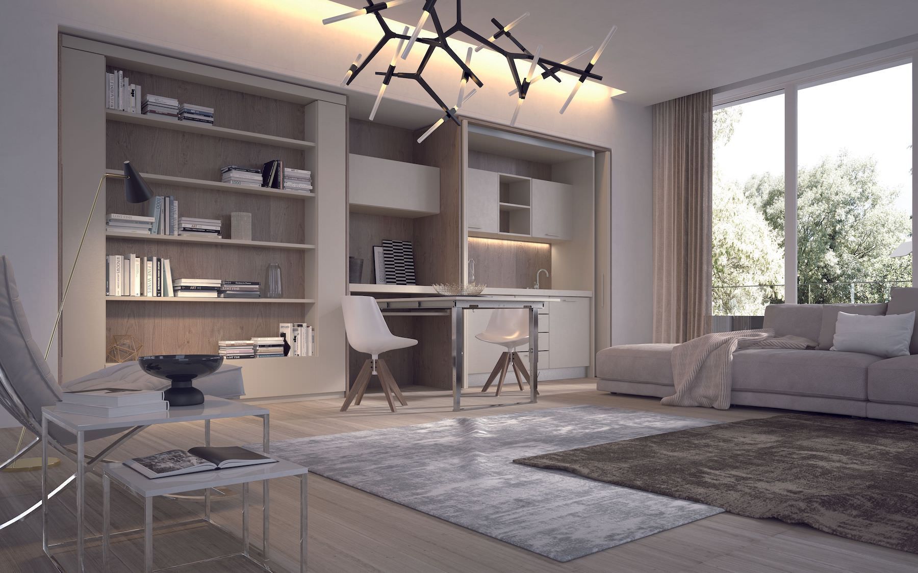 Letto matrimoniale a scomparsa girevole per soggiorno Doppio