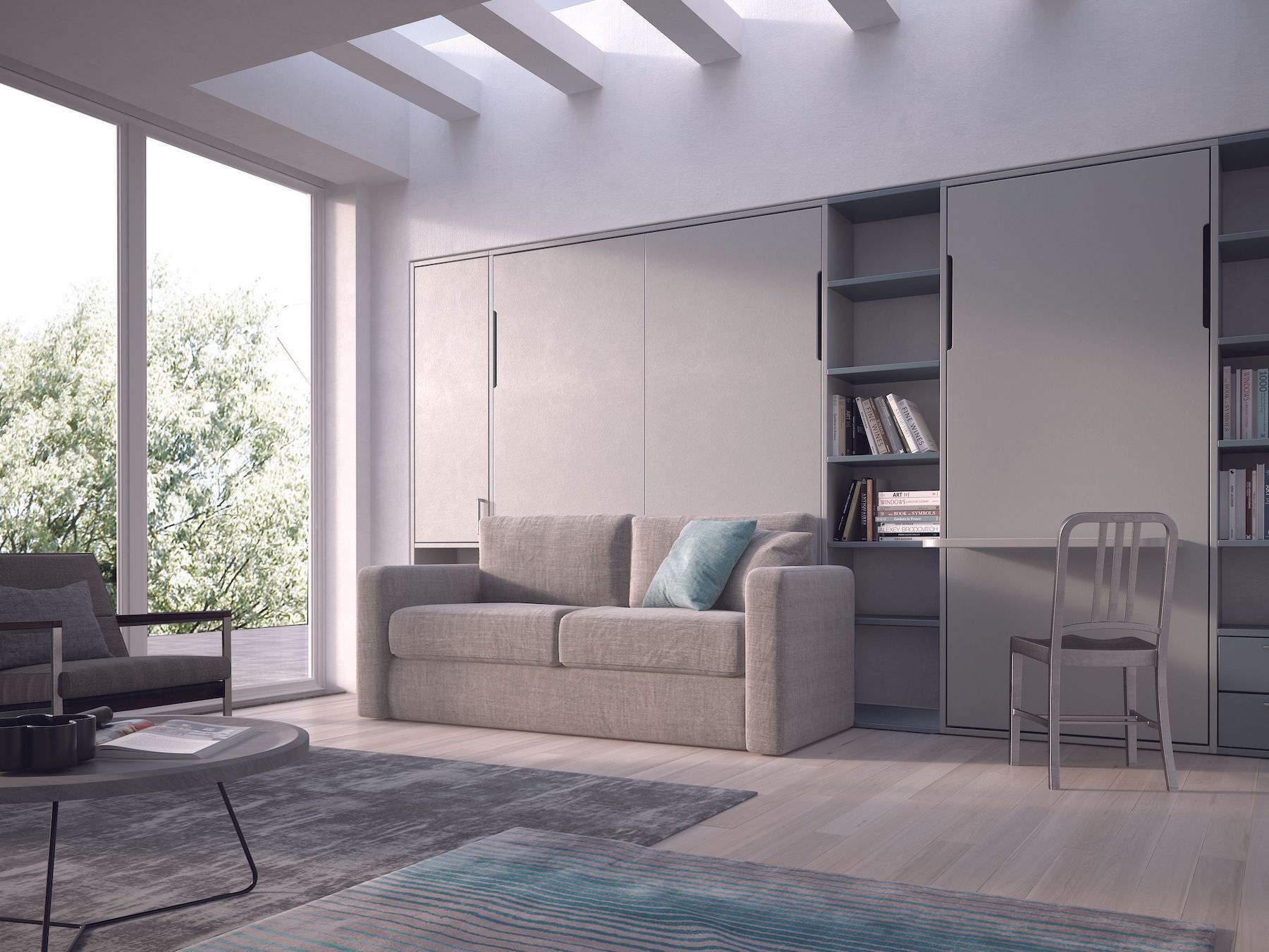 Letto a scomparsa con divano francese o matrimoniale Basic