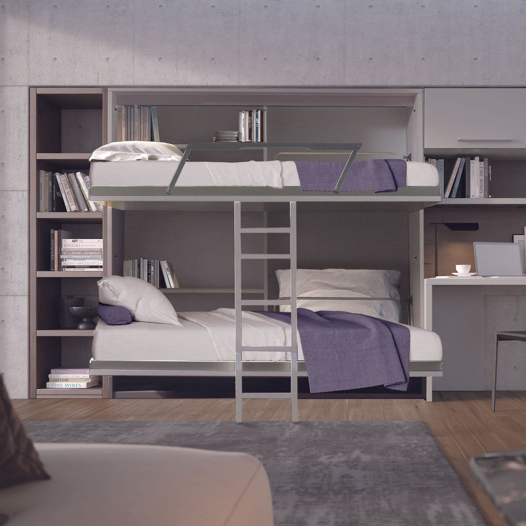 Letto a castello a scomparsa con scaletta per cameretta bimbi Vagone
