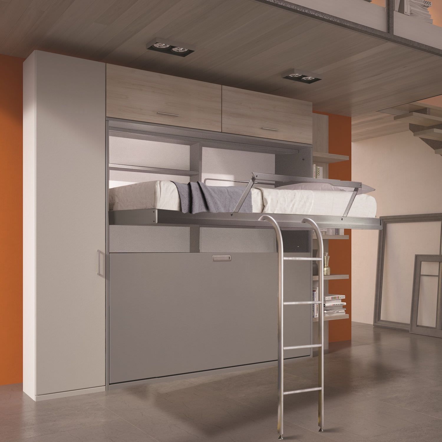 Letto a castello a scomparsa due letti indipendenti Duetto