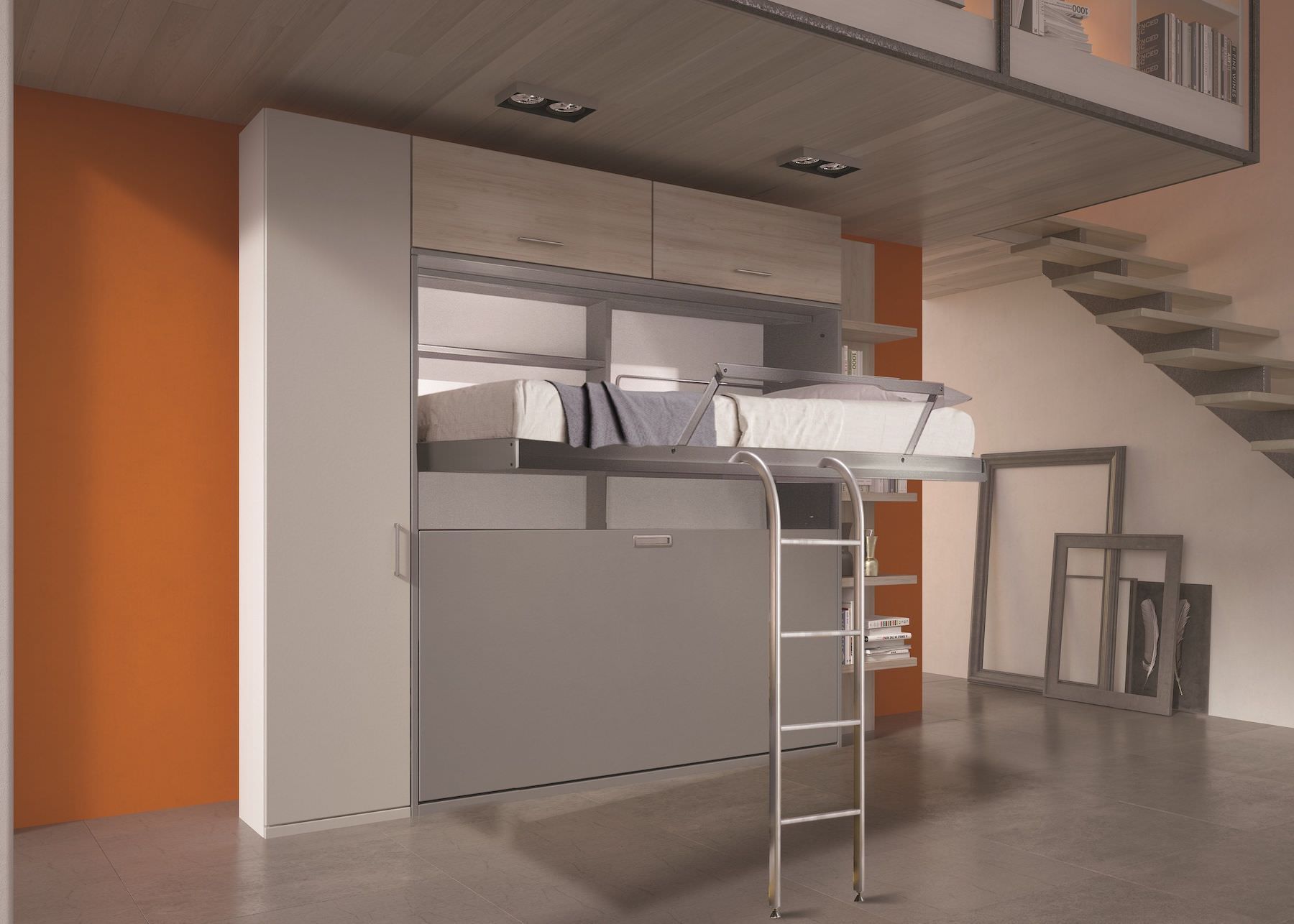 Letto a castello a scomparsa due letti indipendenti Duetto