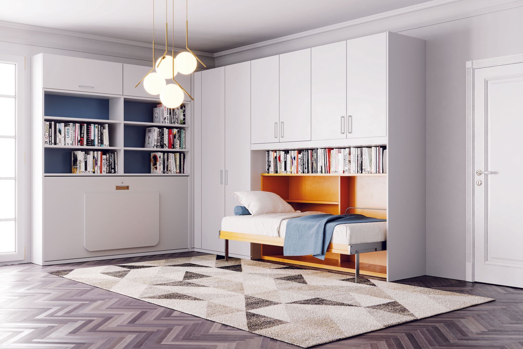 Letto singolo a scomparsa orizzontale Unico