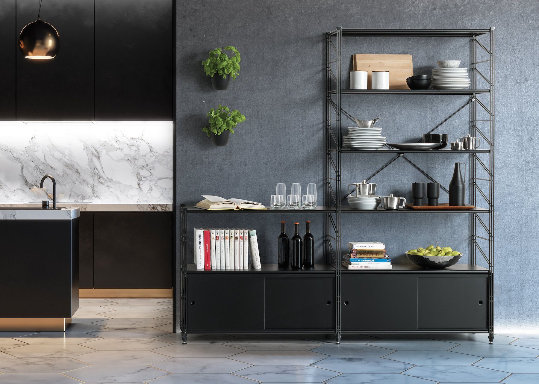 Libreria soggiorno in acciaio Socrate 45