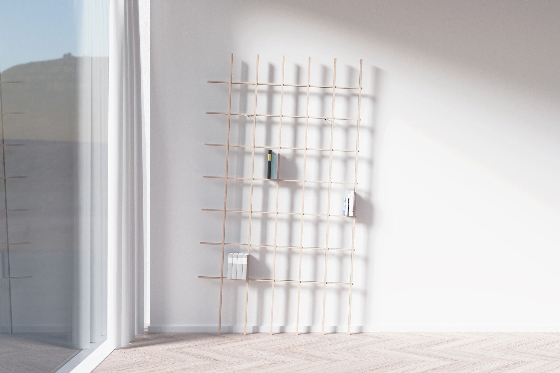 Libreria da parete in legno design moderno Schlagseite