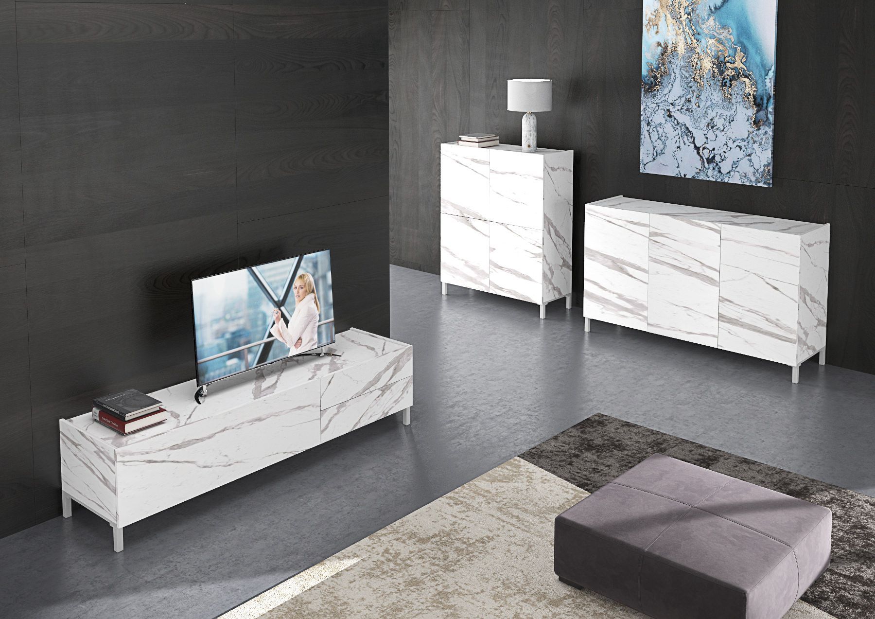 Mobile porta TV design moderno Melbourne Marble