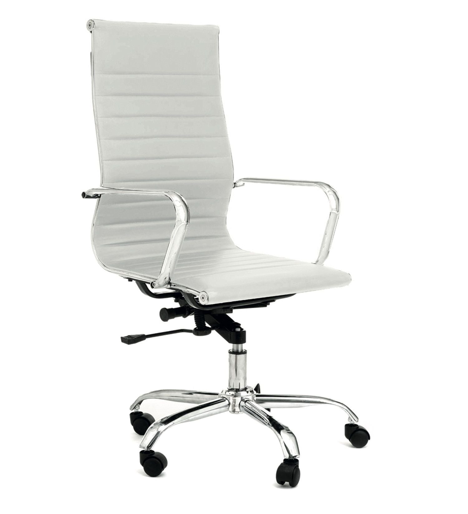 Poltrona presidenziale in ecopelle bianca a schienale alto Duty White