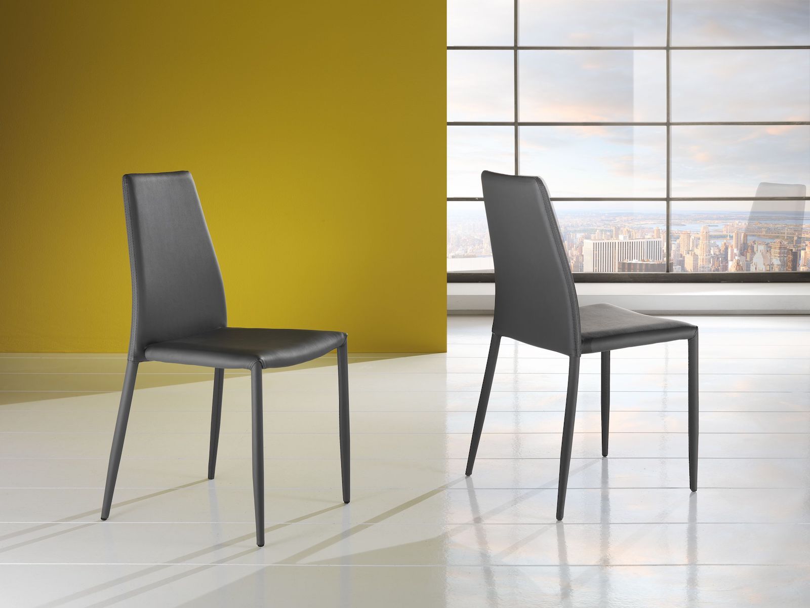 Set 4 sedie da cucina impilabili Nimes Gray