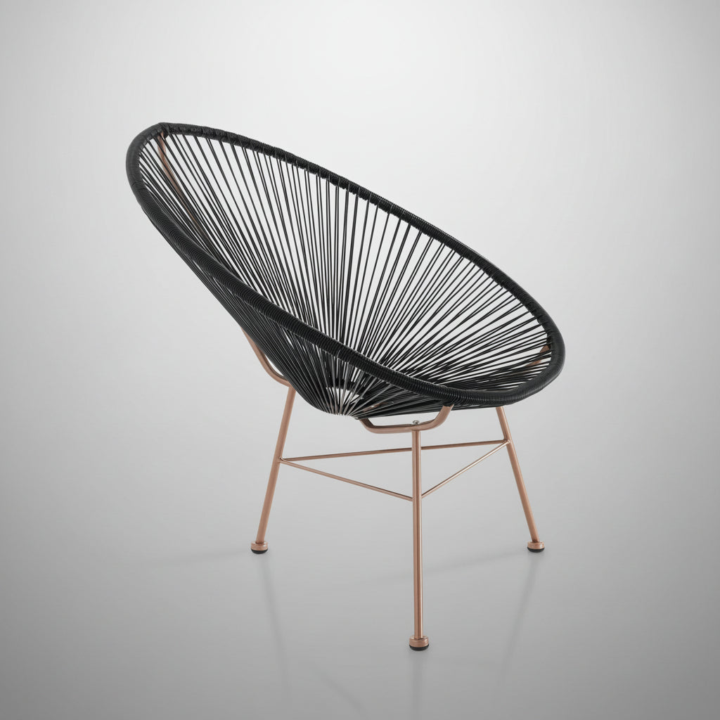 Poltrona da esterno / interno in metallo e corda Montego Black