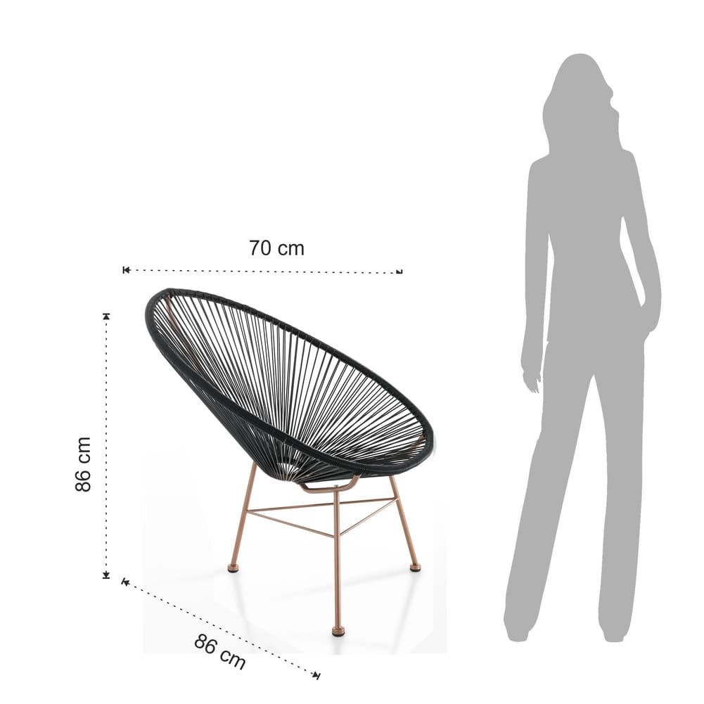 Poltrona da esterno / interno in metallo e corda Montego Black