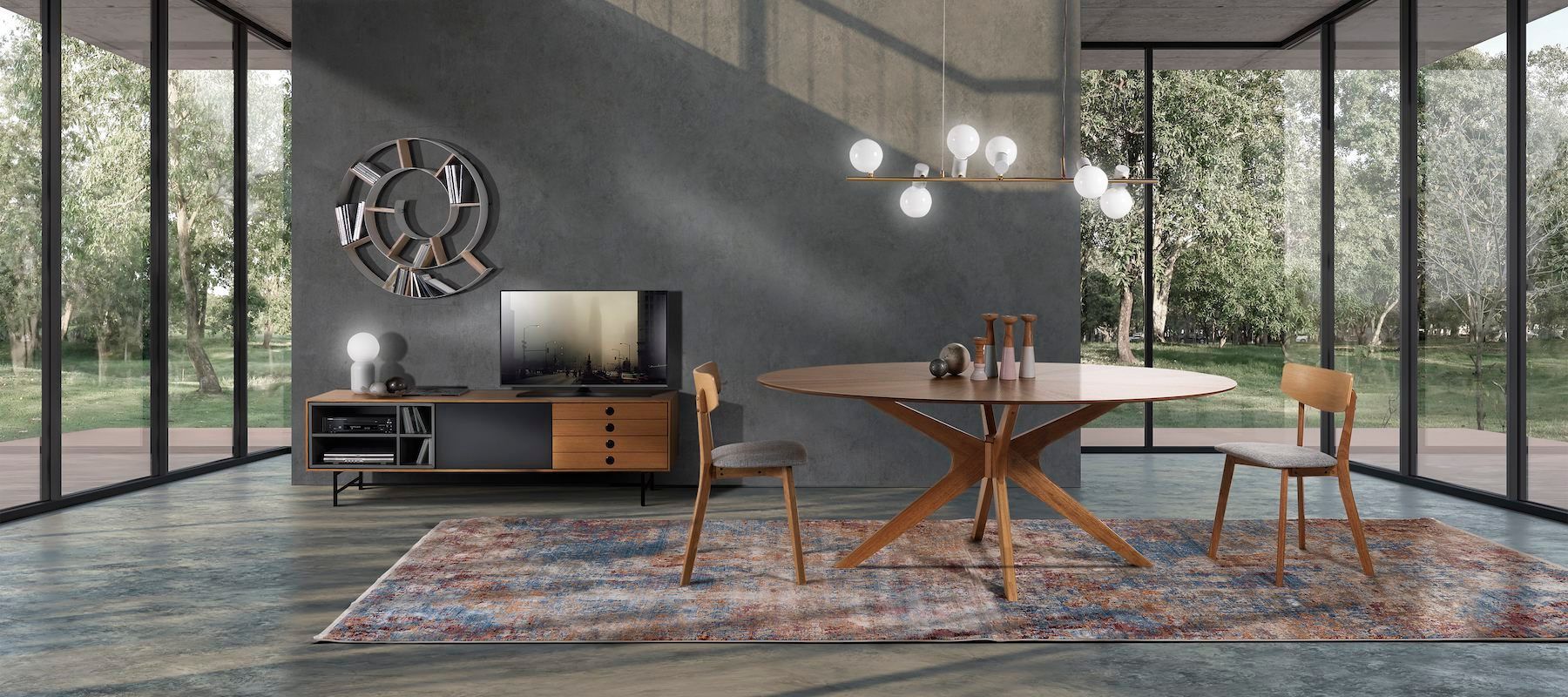 Tavolo da pranzo ovale in legno massello Hubbard Oak