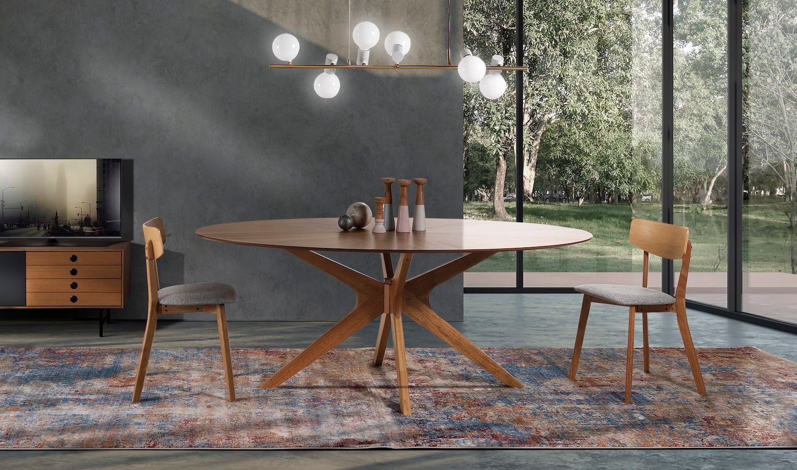 Tavolo da pranzo ovale in legno massello Hubbard Oak