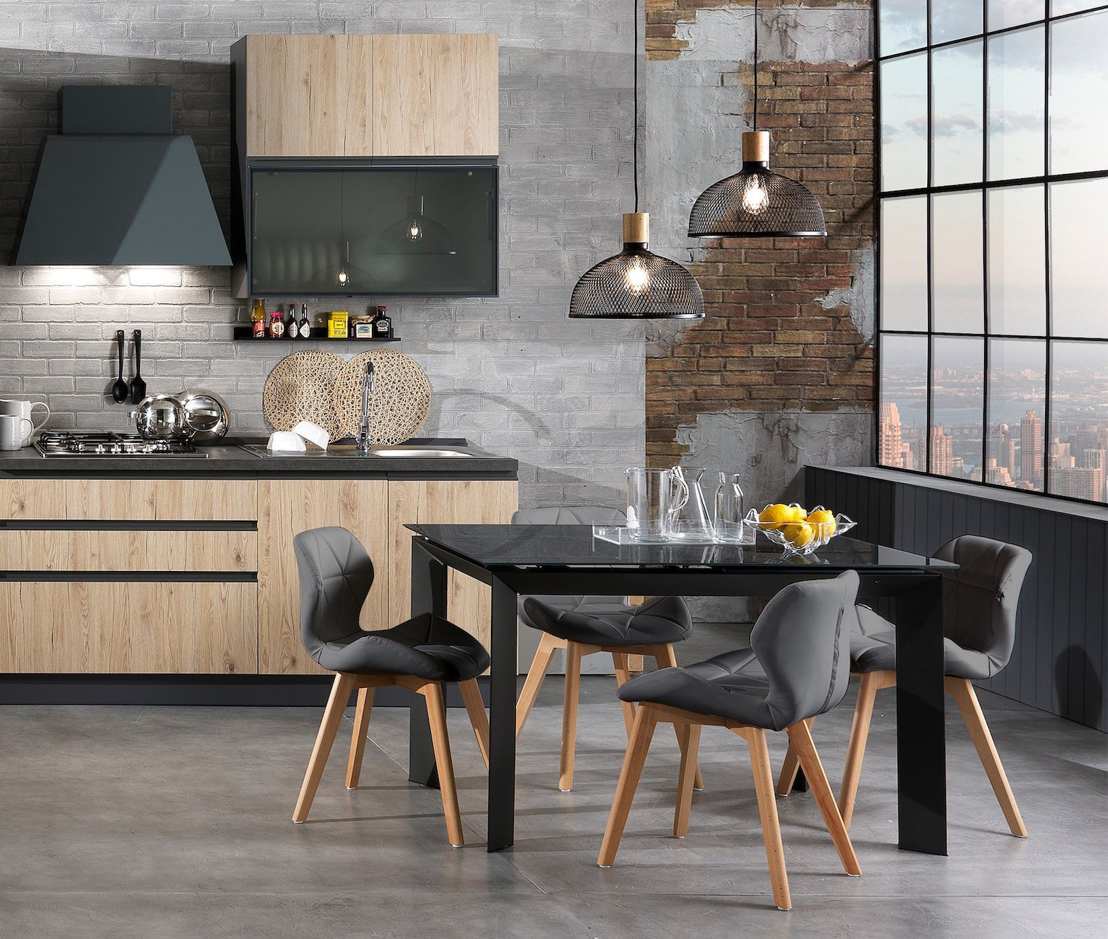 Coppia sedie imbottite moderne Eleanor Grey