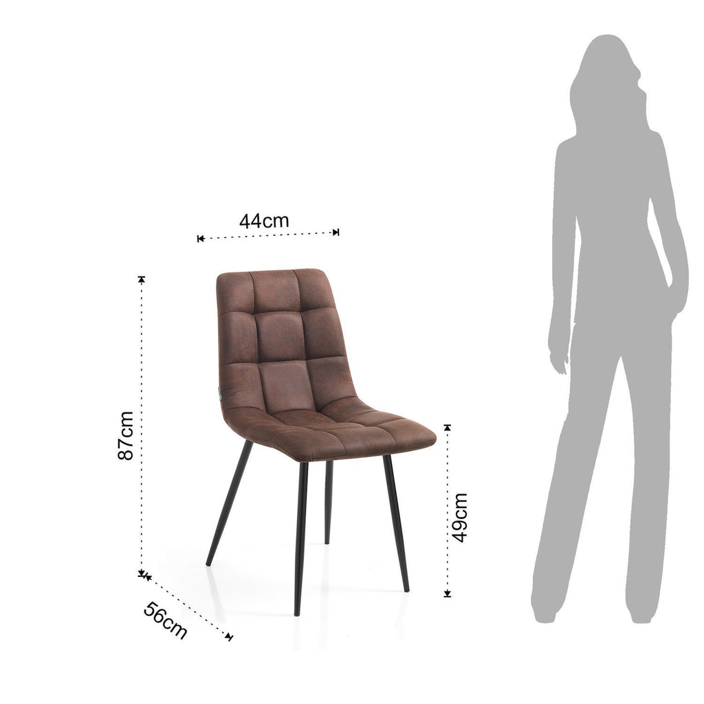 Set 4 sedie imbottite per sala da pranzo Miracle Old Brown