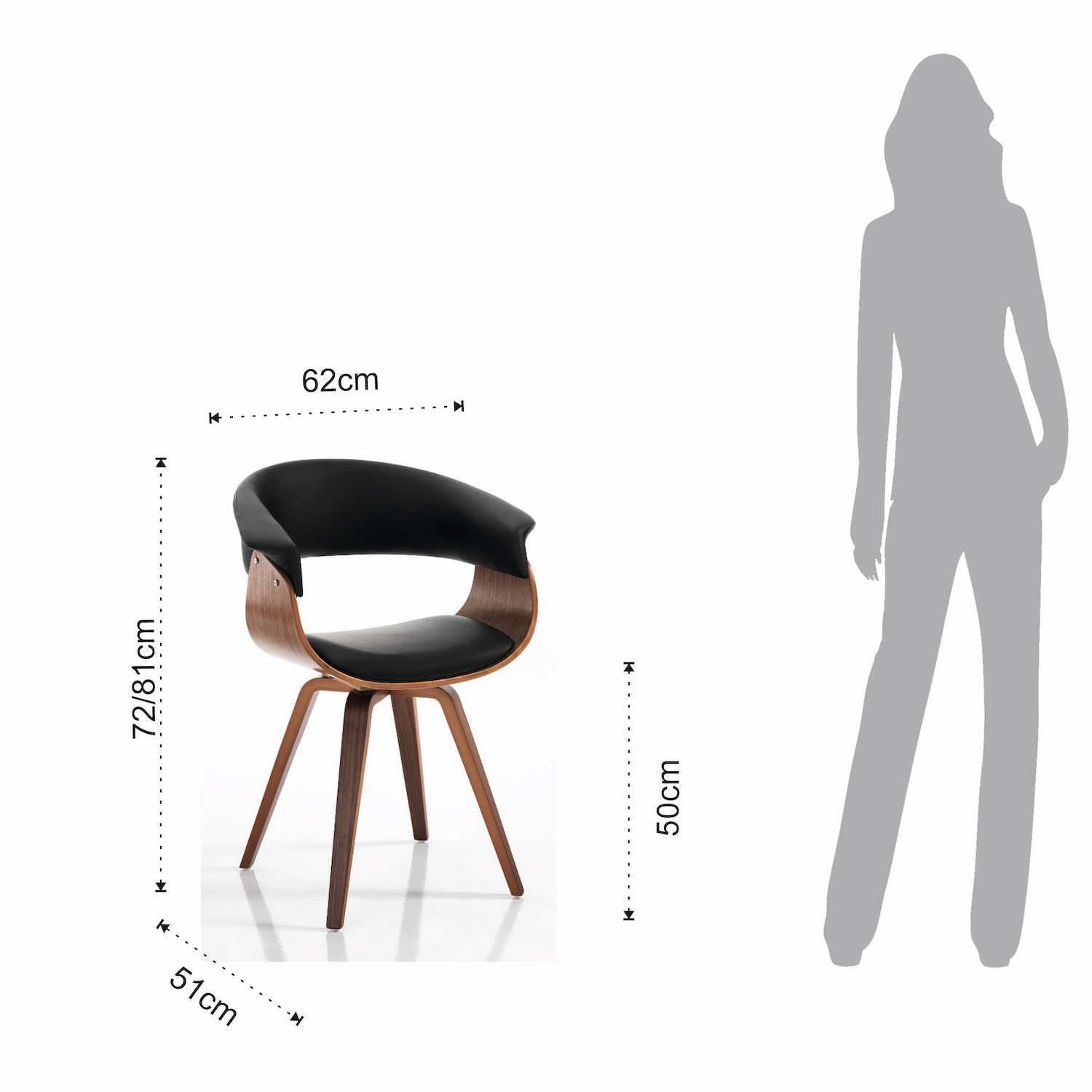 Sedia moderna in legno e pelle sintetica Once Wood Black