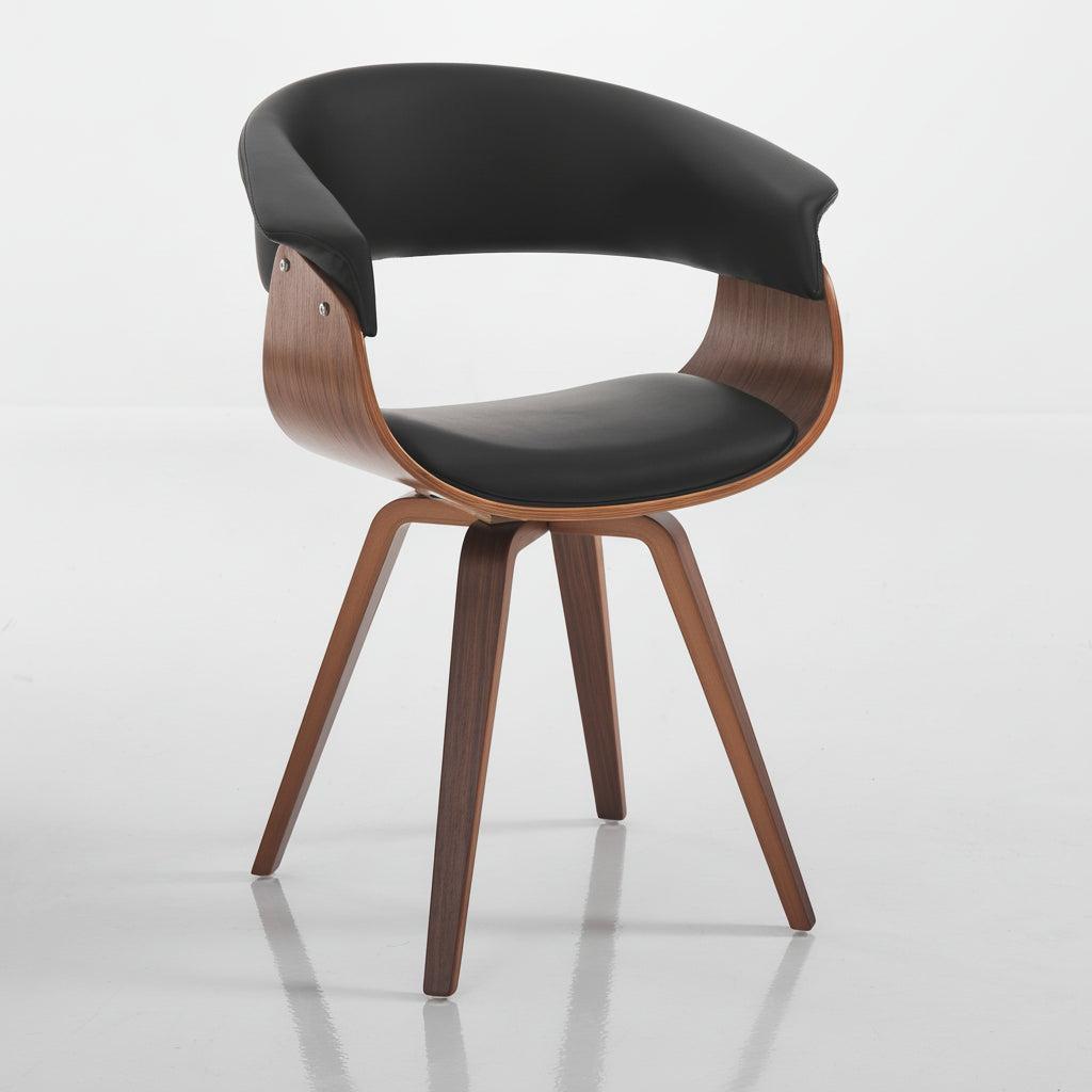 Sedia moderna in legno e pelle sintetica Once Wood Black
