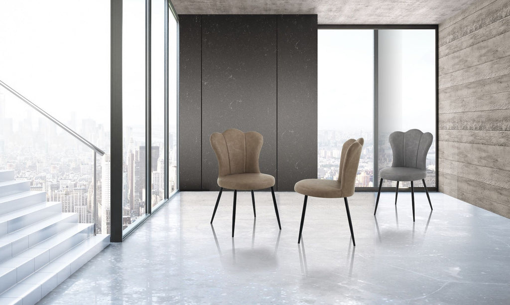 Set 4 sedie imbottite in pelle sintetica Tarja Grey