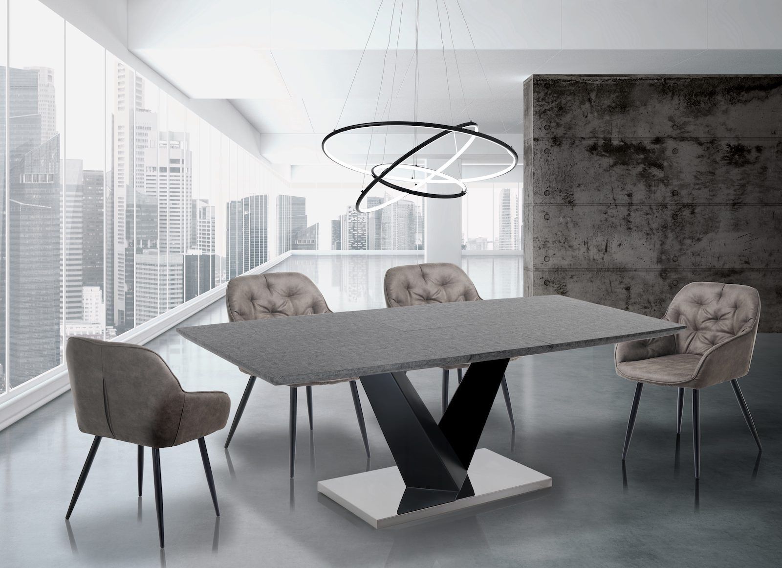 Tavolo rettangolare allungabile Sigvard Cement