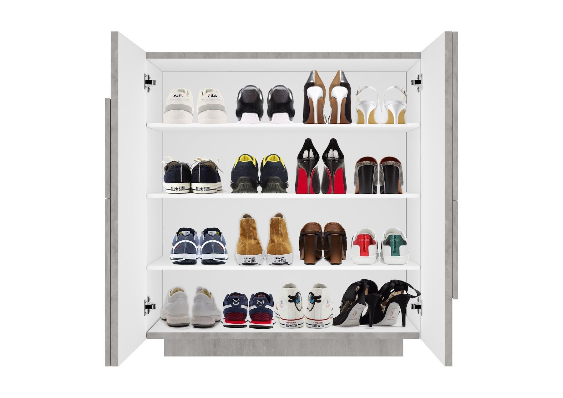 Scarpiera salvaspazio a due ante e 4 ripiani Taylor Cement