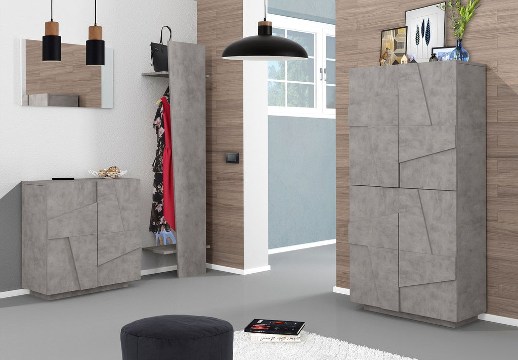 Scarpiera design a quattro ante e 8 ripiani Taylor Cement