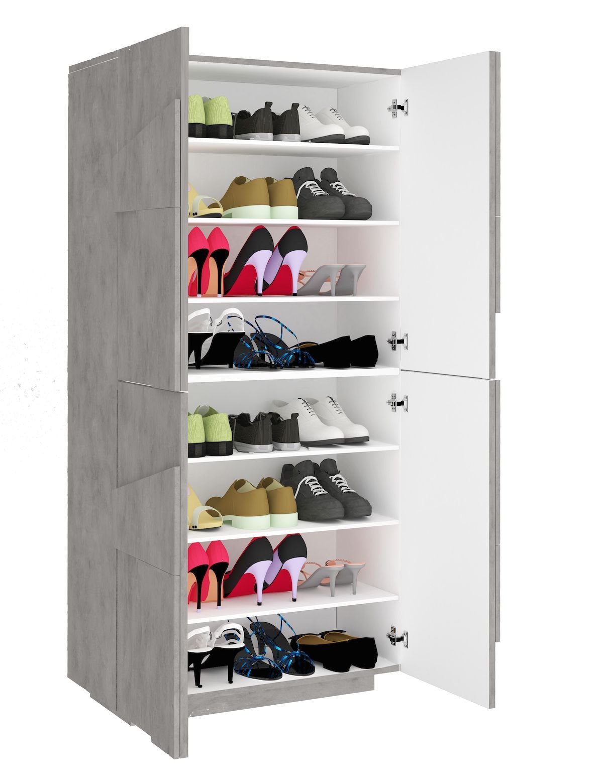 Scarpiera design a quattro ante e 8 ripiani Taylor Cement