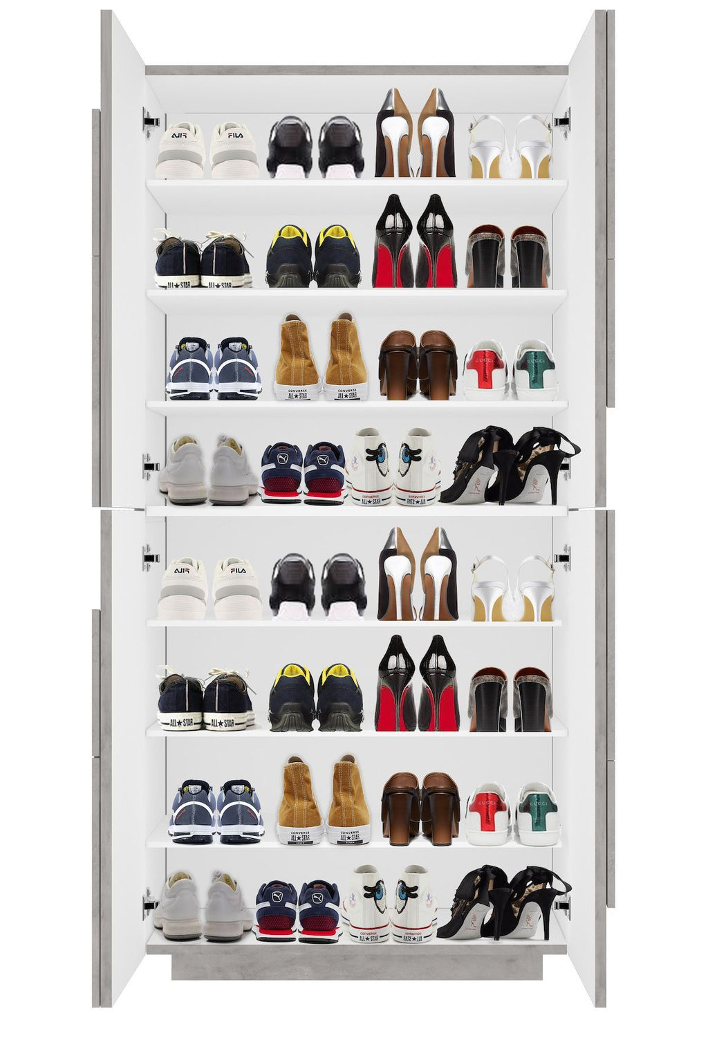 Scarpiera design a quattro ante e 8 ripiani Taylor Cement