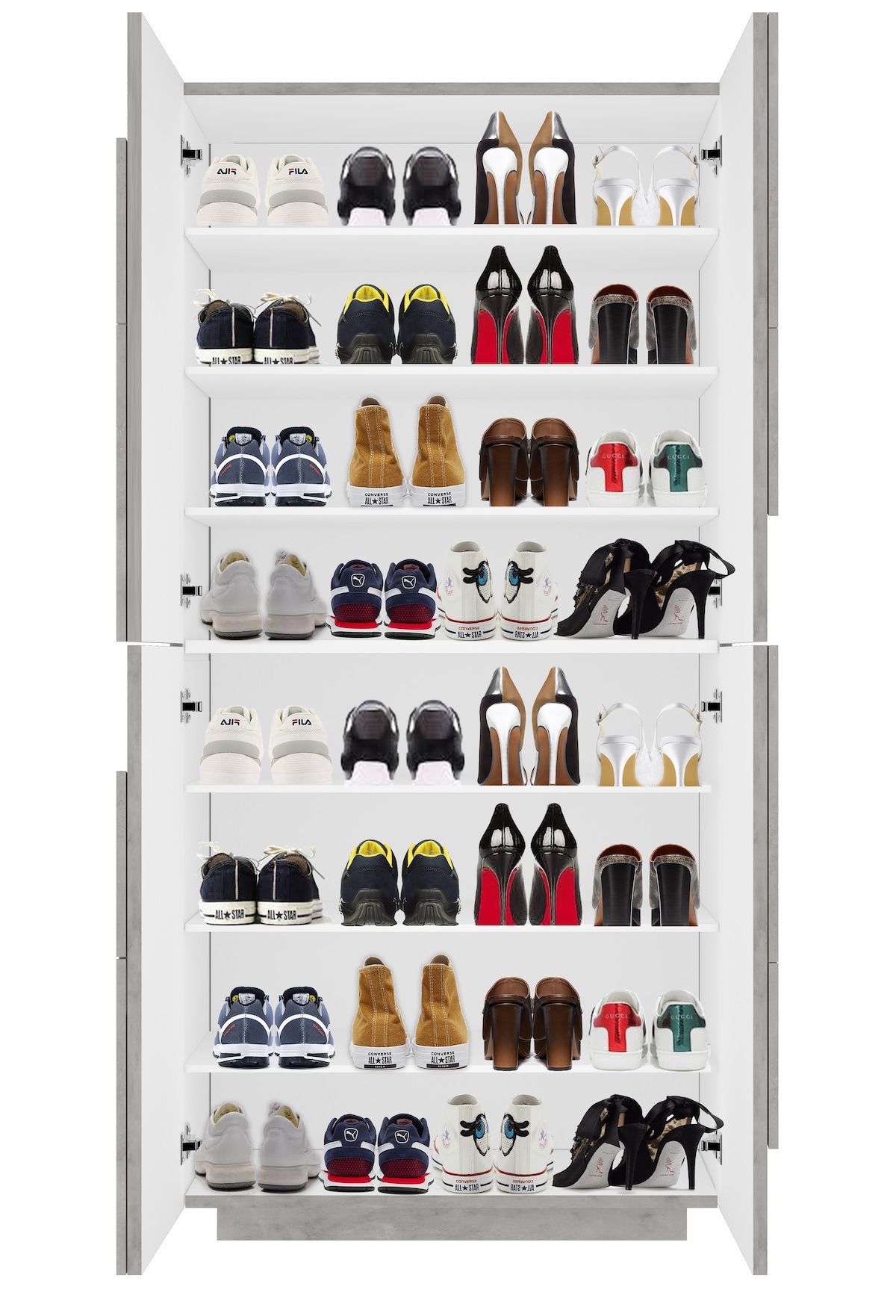 Scarpiera design a quattro ante e 8 ripiani Taylor Cement