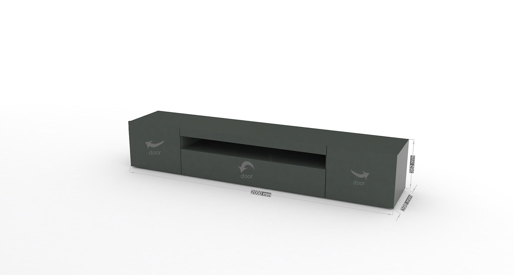 Mobile porta TV in legno L200 cm Bandol Anthrax