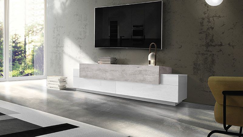 Mobile TV 200 cm laccato bianco Krisen Cement