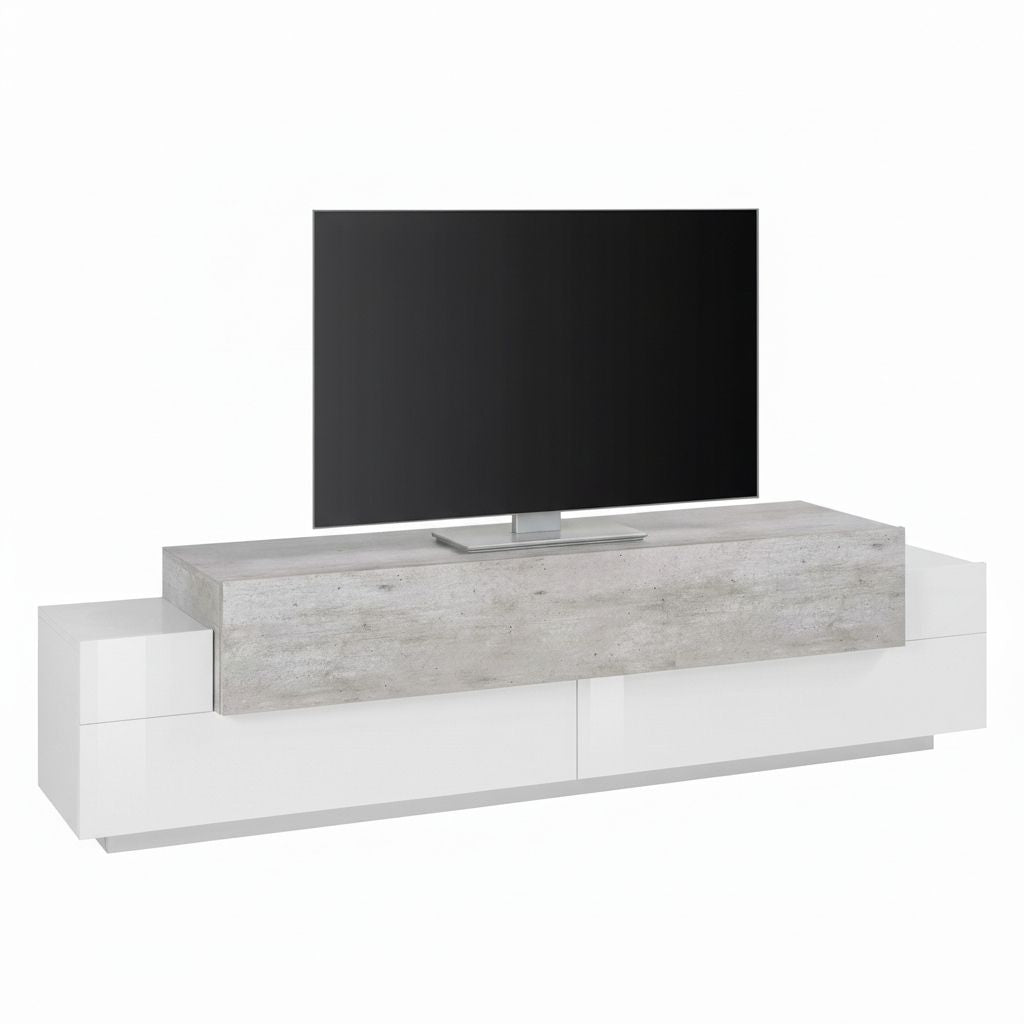 Mobile TV 200 cm laccato bianco Krisen Cement