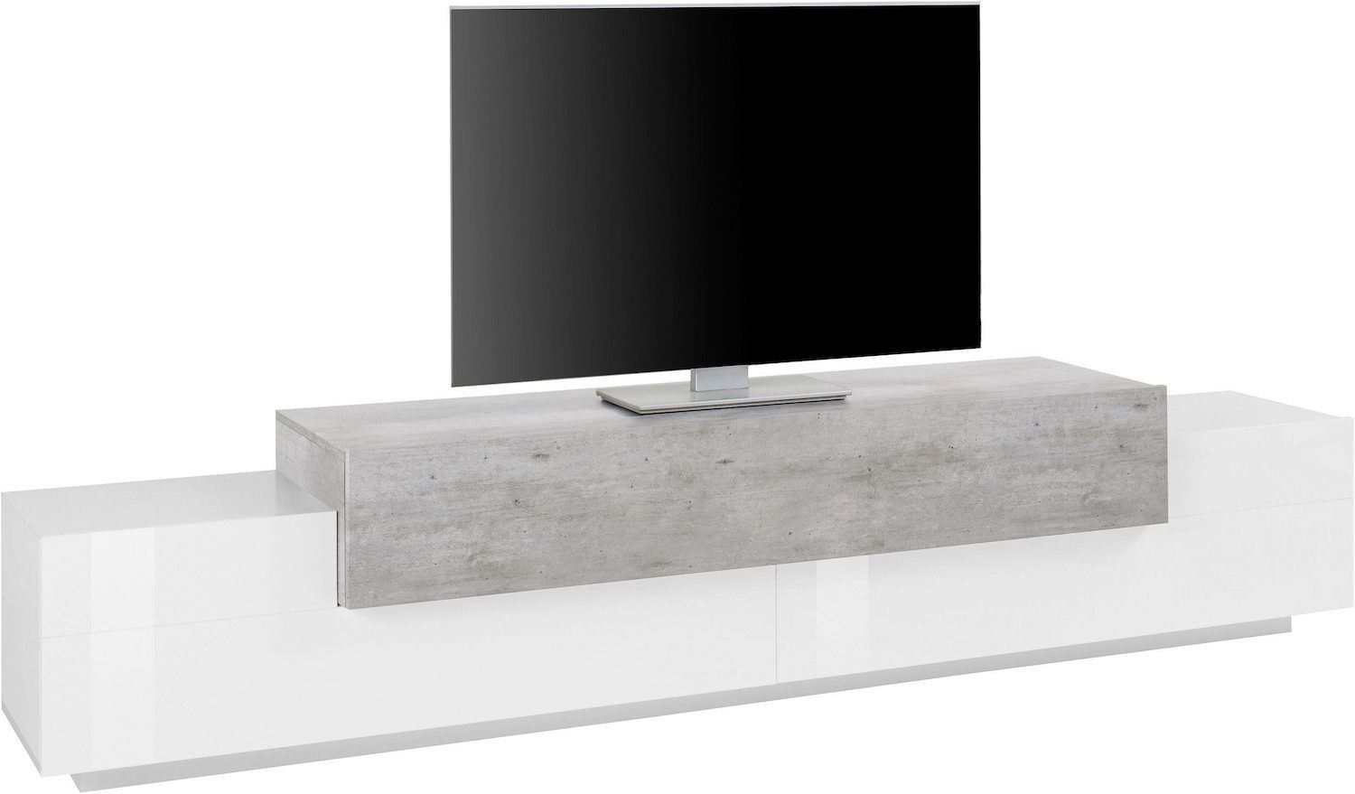 Mobile TV 240 cm in MDF laccato bianco Krisen Cement
