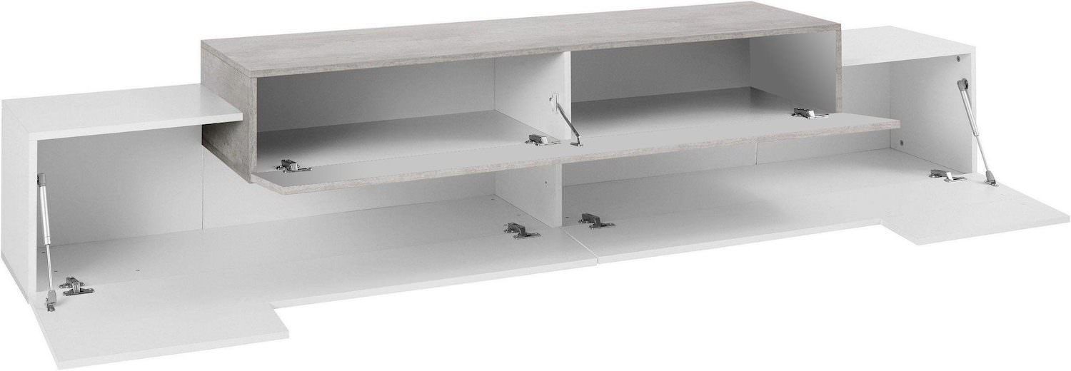 Mobile TV 240 cm in MDF laccato bianco Krisen Cement