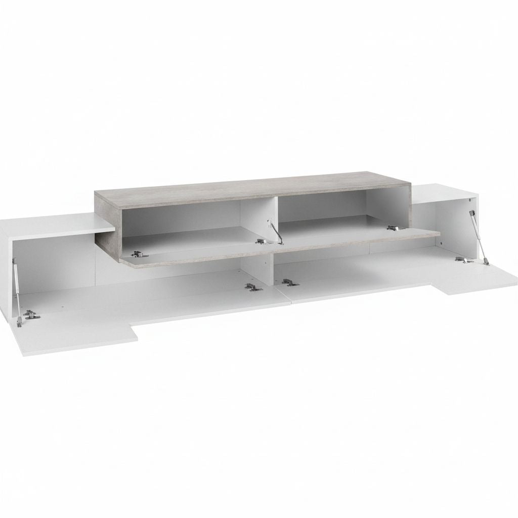 Mobile TV 240 cm in MDF laccato bianco Krisen Cement