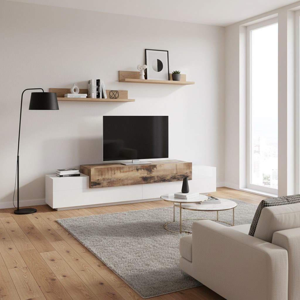 Mobile porta TV 240 cm in MDF laccato lucido Krisen Maple