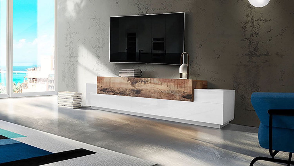 Mobile porta TV 240 cm in MDF laccato lucido Krisen Maple