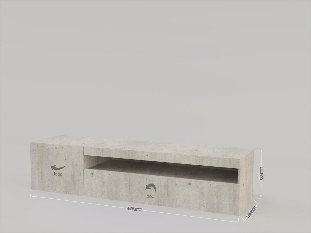 Base porta TV in legno MDF Bandol 150 Cement