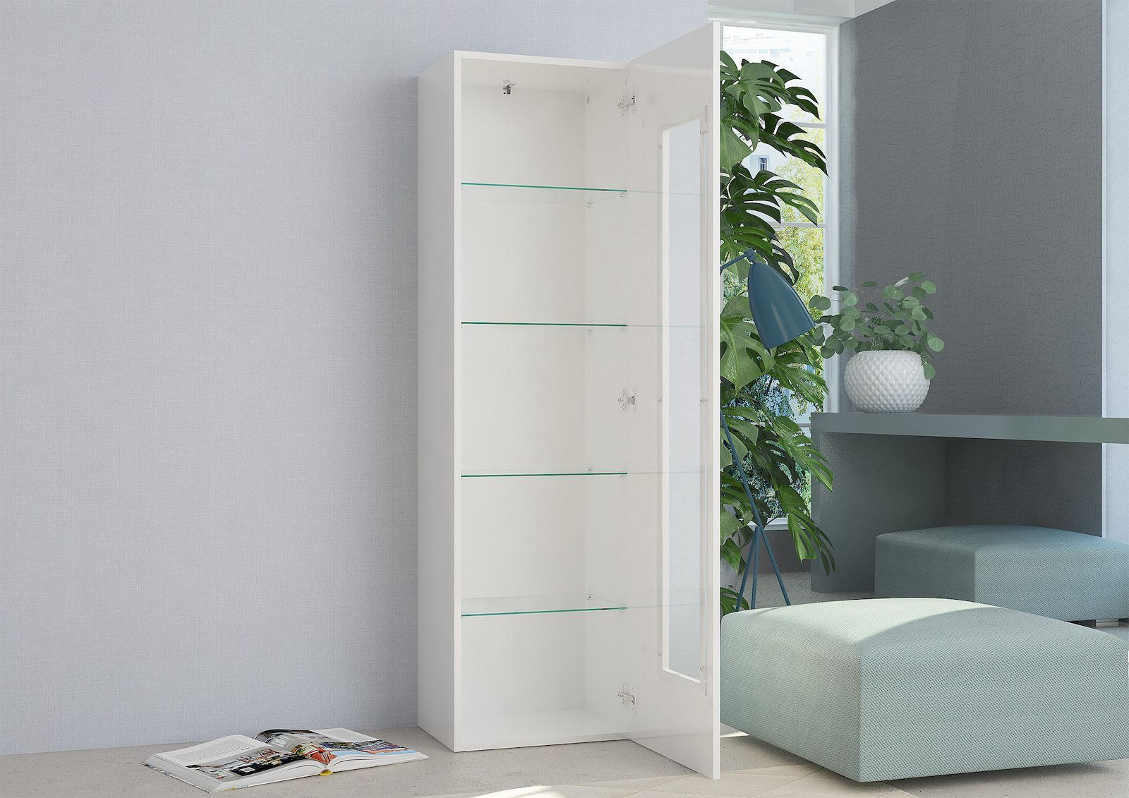 Vetrina da soggiorno moderna Bandol Shelf White