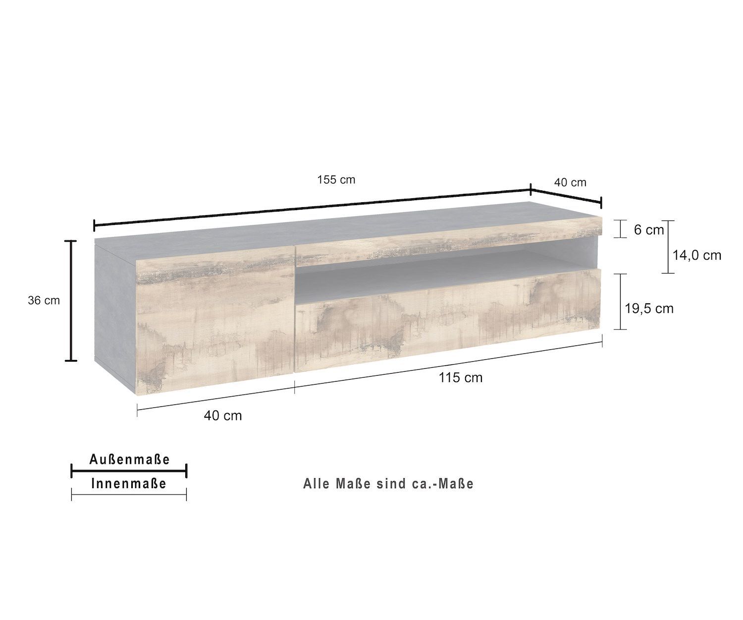 Mobile TV moderno Bandol 150 Slate Maple