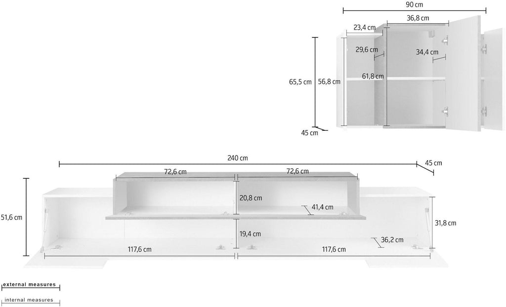Parete attrezzata moderna Krisen 240 White Report