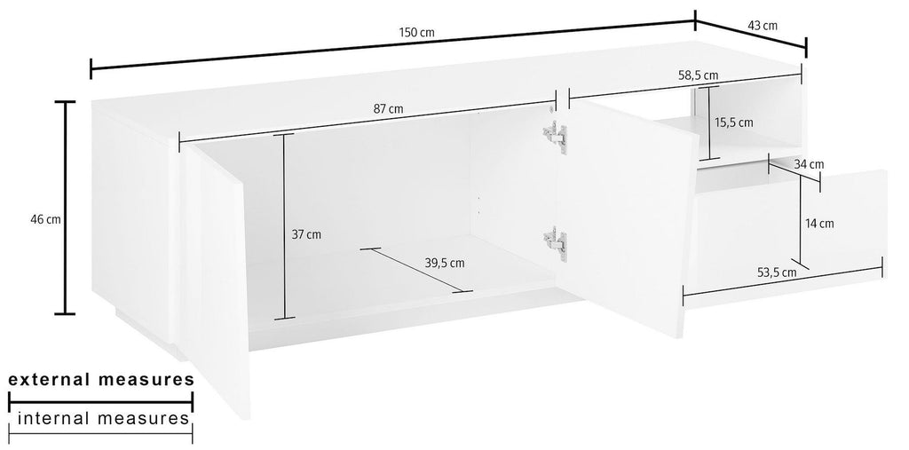 Madia porta TV design moderno Annabel 2A/1C/1V White