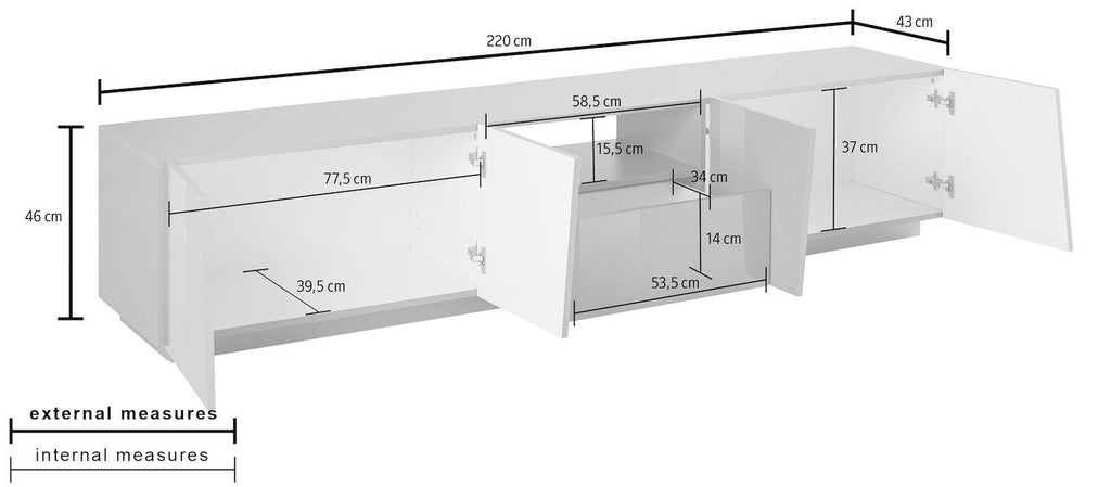 Mobile porta TV design moderno Annabel 4A/1C/1V White